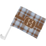 Two Color Plaid Car Flag - Small w/ Name and Initial