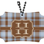 Two Color Plaid Rear View Mirror Ornament (Personalized)