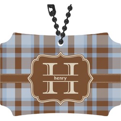 Two Color Plaid Rear View Mirror Ornament (Personalized)