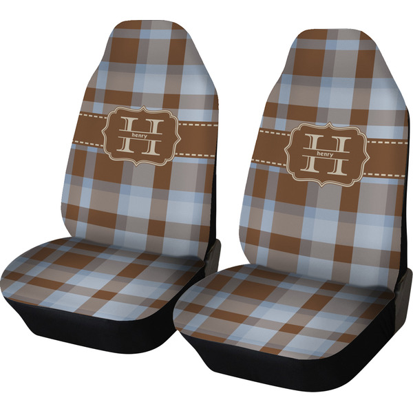 Custom Two Color Plaid Car Seat Covers (Set of Two) (Personalized)