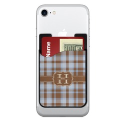 Two Color Plaid 2-in-1 Cell Phone Credit Card Holder & Screen Cleaner (Personalized)