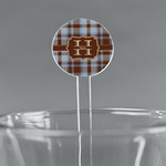 Two Color Plaid 7" Round Plastic Stir Sticks - Clear (Personalized)