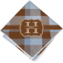 Two Color Plaid Cloth Cocktail Napkin - Single w/ Name and Initial