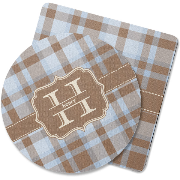 Custom Two Color Plaid Rubber Backed Coaster (Personalized)