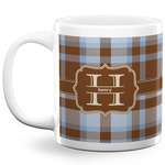 Two Color Plaid 20 Oz Coffee Mug - White (Personalized)