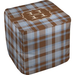 Two Color Plaid Cube Pouf Ottoman - 18" (Personalized)