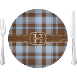 Two Color Plaid Glass Lunch / Dinner Plate 10" (Personalized)