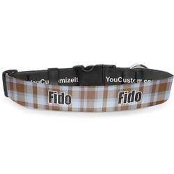 Two Color Plaid Deluxe Dog Collar - Medium (11.5" to 17.5") (Personalized)