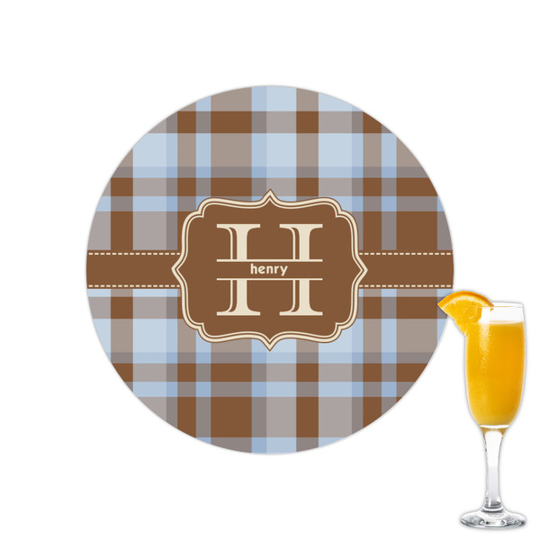 Custom Two Color Plaid Printed Drink Topper - 2.15" (Personalized)