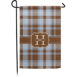 Two Color Plaid Small Garden Flag - Single Sided w/ Name and Initial