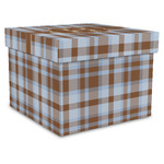 Two Color Plaid Gift Box with Lid - Canvas Wrapped - X-Large (Personalized)