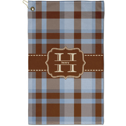 Two Color Plaid Golf Towel - Poly-Cotton Blend - Small w/ Name and Initial