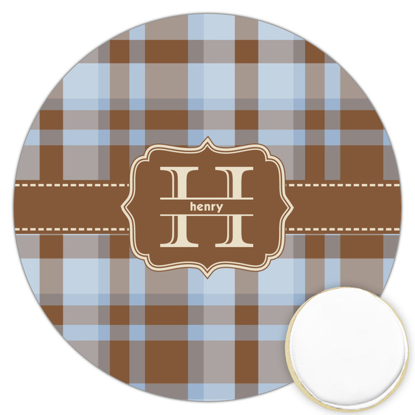 Custom Two Color Plaid Printed Cookie Topper - 3.25" (Personalized)