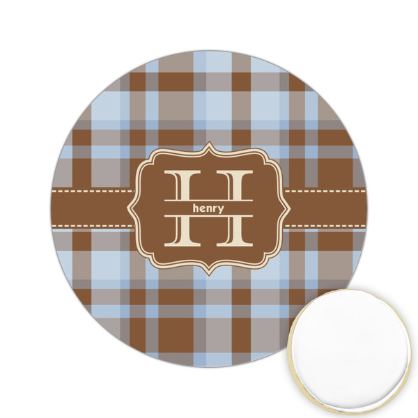 Custom Two Color Plaid Printed Cookie Topper - 2.15" (Personalized)