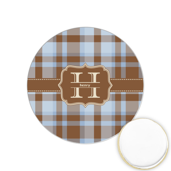 Custom Two Color Plaid Printed Cookie Topper - 1.25" (Personalized)