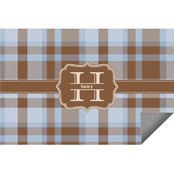 Two Color Plaid Indoor / Outdoor Rug - 6'x8' w/ Name and Initial