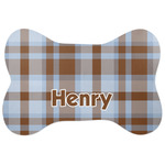Two Color Plaid Bone Shaped Dog Food Mat (Personalized)