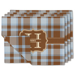 Two Color Plaid Double-Sided Linen Placemat - Set of 4 w/ Name and Initial