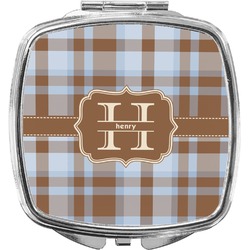 Two Color Plaid Compact Makeup Mirror (Personalized)