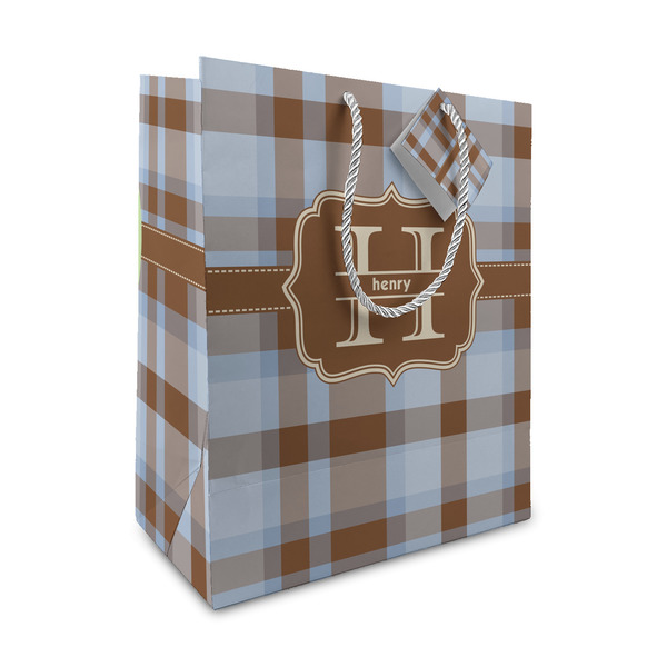 Custom Two Color Plaid Medium Gift Bag (Personalized)