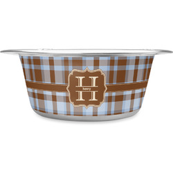 Two Color Plaid Stainless Steel Dog Bowl (Personalized)