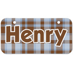 Two Color Plaid Mini/Bicycle License Plate (2 Holes) (Personalized)