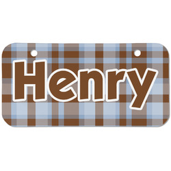 Two Color Plaid Mini/Bicycle License Plate (2 Holes) (Personalized)