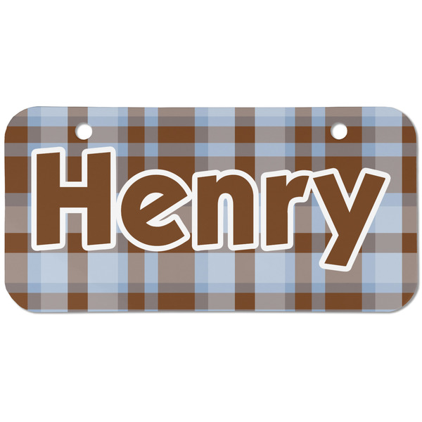 Custom Two Color Plaid Mini/Bicycle License Plate (2 Holes) (Personalized)