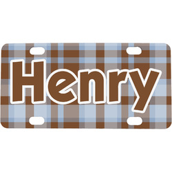 Two Color Plaid Mini / Bicycle License Plate (4 Holes) (Personalized)