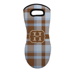 Two Color Plaid Neoprene Oven Mitt - Single w/ Name and Initial