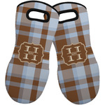 Two Color Plaid Neoprene Oven Mitts - Set of 2 w/ Name and Initial