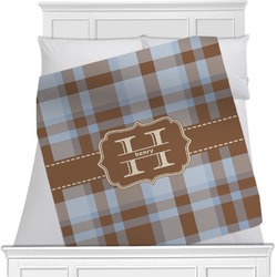 Two Color Plaid Minky Blanket - Twin / Full - 80"x60" - Single Sided (Personalized)
