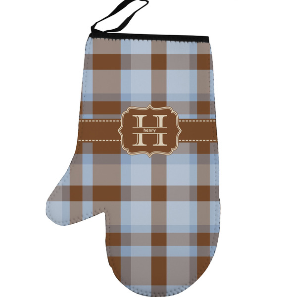 Custom Two Color Plaid Left Oven Mitt (Personalized)