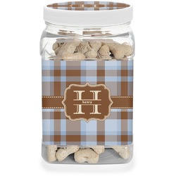Two Color Plaid Dog Treat Jar (Personalized)