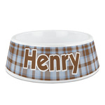 Two Color Plaid Plastic Dog Bowl (Personalized)