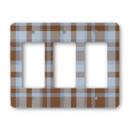 Two Color Plaid Rocker Style Light Switch Cover - Three Switch