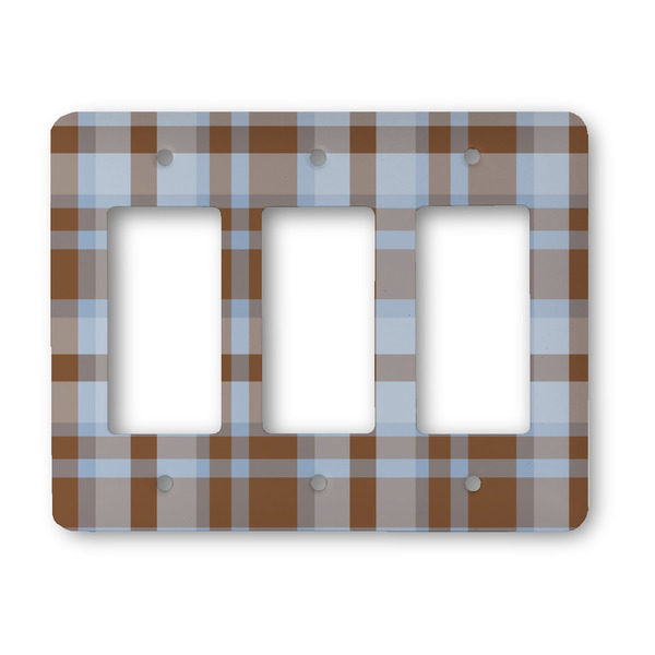 Custom Two Color Plaid Rocker Style Light Switch Cover - Three Switch