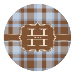 Two Color Plaid Round Decal - XLarge (Personalized)