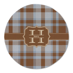 Two Color Plaid Round Linen Placemat - Single Sided (Personalized)