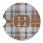 Two Color Plaid Sandstone Car Coaster - Single (Personalized)