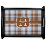 Two Color Plaid Black Wooden Tray - Large (Personalized)