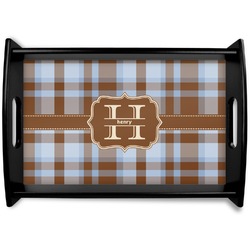 Two Color Plaid Black Wooden Tray - Small (Personalized)