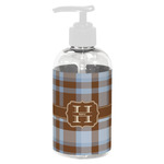 Two Color Plaid Plastic Soap / Lotion Dispenser (8 oz - Small - White) (Personalized)