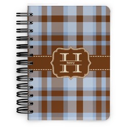 Two Color Plaid Spiral Notebook - 5x7 w/ Name and Initial