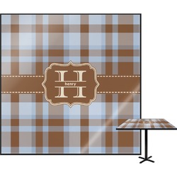 Two Color Plaid Square Table Top - 24" (Personalized)