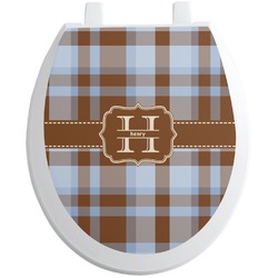 Two Color Plaid Toilet Seat Decal - Round (Personalized)