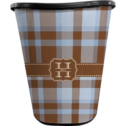 Two Color Plaid Waste Basket - Single Sided (Black) (Personalized)