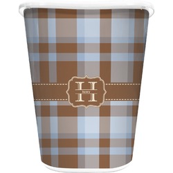 Two Color Plaid Waste Basket - Double Sided (White) (Personalized)