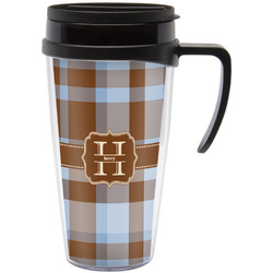 Two Color Plaid Acrylic Travel Mug with Handle (Personalized)