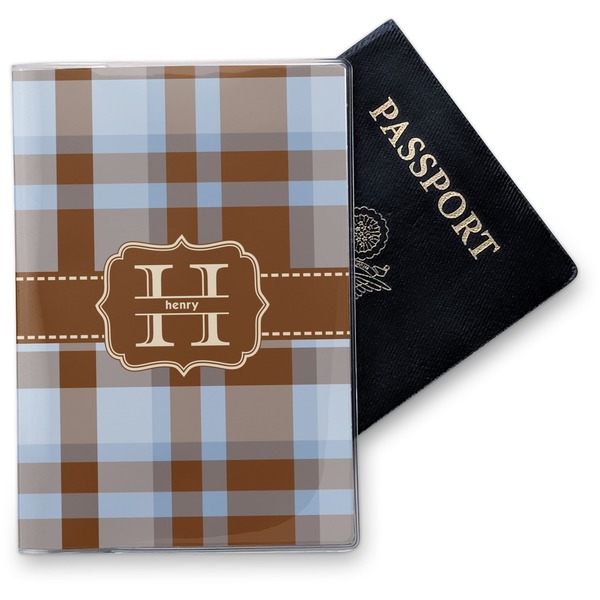 Custom Two Color Plaid Vinyl Passport Holder (Personalized)